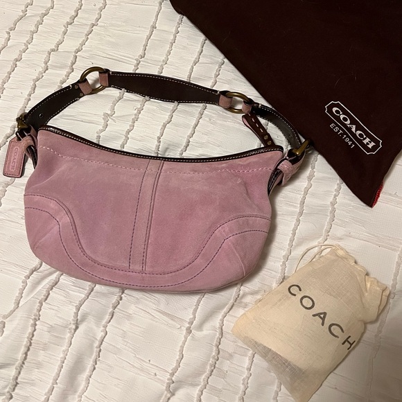 Coach Lavender Pink Suede Hobo Shoulder Bag 9658 - Picture 6 of 9
